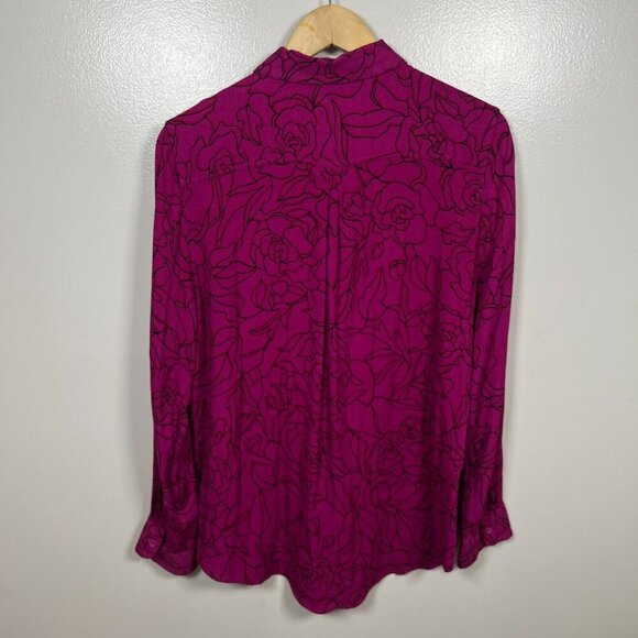 Equipment Essential Floral Button Up Shirt Size XL Violet Black Work Office - Picture 3 of 9